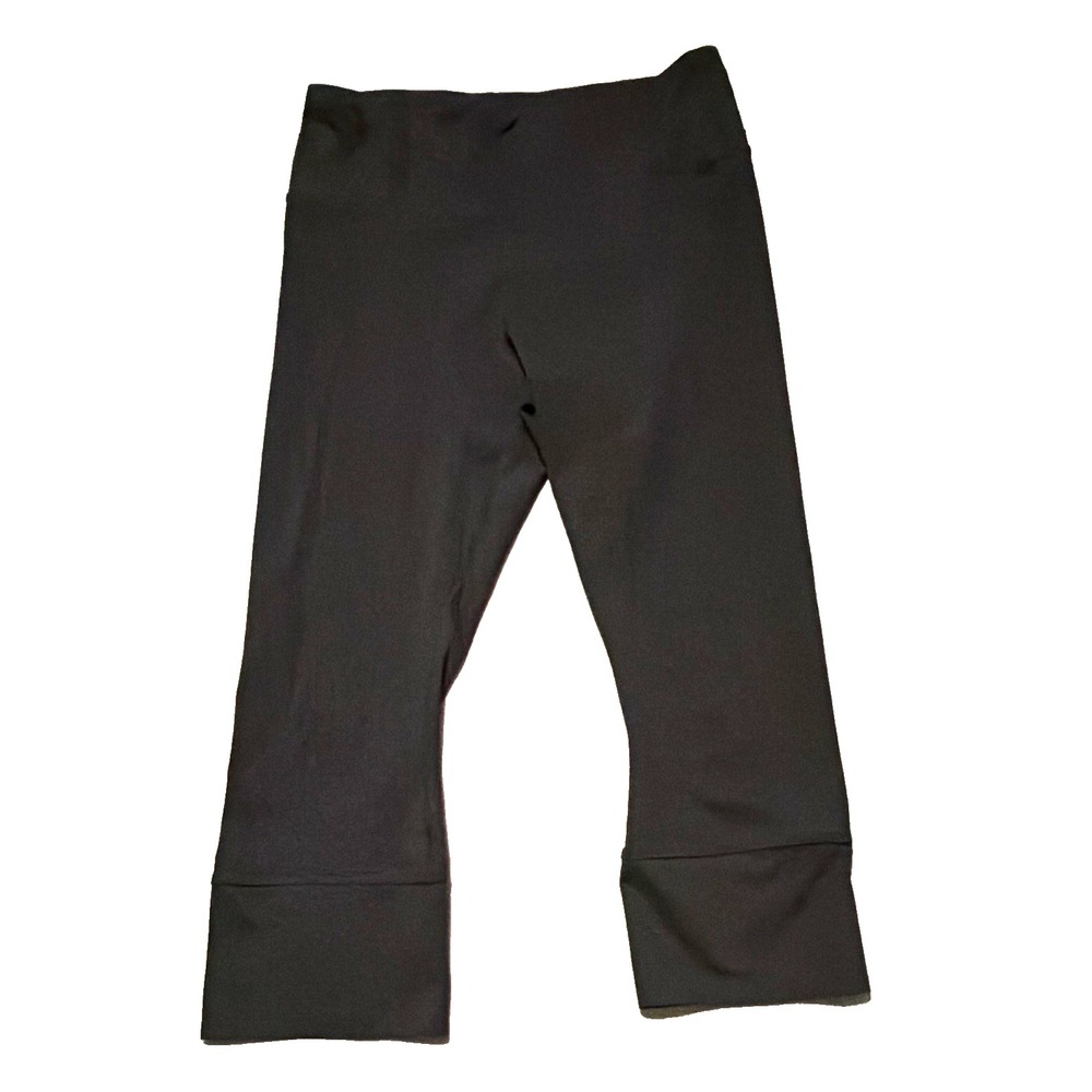 peach Women's Ankle Leggings Black Solid Yoga Stretch Elastic Waist Size M